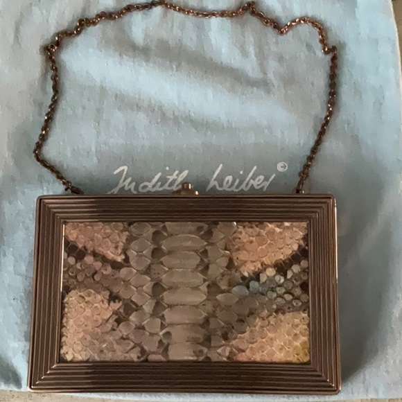Judith Leiber Stunning Python and Metallic Leather Clutch/Handbag - Picture 2 of 16